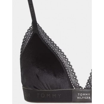 Tommy Hilfiger γυναικείο μπουστάκι βελουτέ μαύρο,κανονική γραμμή,92%polyester 8%elastane UM0UM04758 BDS